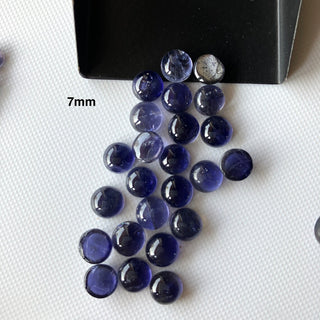 10 Pieces Round Shape Iolite Cabochon, 6mm/7mm/9mm/10mm/12mm Flat Back Iolite Gemstones Cabochon Loose For Jewelry, GDS1920/10