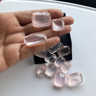 13 Piece Set Of Mixed Shape NAtural Rose Quartz Clear Pink Faceted Loose Gemstones For Making Jewelry, Pink Quartz 13mm To 29mm, GDS2274/14