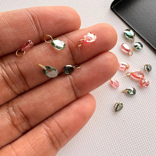 5 Pieces 14K Gold Pink Blue Rose Cut Lab Grown Diamond Loose Connector, Diamond slices for Floating Diamond Jewelry (4-5mm/5-8mm) LG53