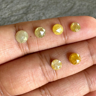 5mm to 6.1mm Clear Yellow/Grey Round Shaped Flat Back Faceted Natural Rose Cut Diamond Loose Cabochon, Mined Diamond For Jewelry, DDS797