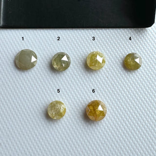 5mm to 6.1mm Clear Yellow/Grey Round Shaped Flat Back Faceted Natural Rose Cut Diamond Loose Cabochon, Mined Diamond For Jewelry, DDS797