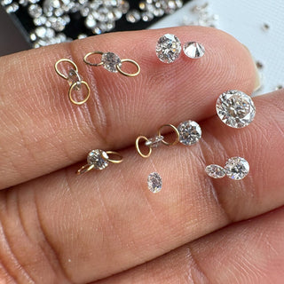 14k Gold Light Brown Lab Grown Diamond Connector Charm: VS/VVS, 1mm-6mm Drilled/Undrilled Champagne Round Brilliant Cut CVD Loose, LG159