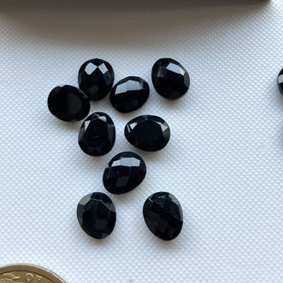 8x6mm/10x8mm/14x10mm Calibrated Black Onyx Rose Cut Faceted Loose Gemstones, Flat Back Rose Cut Black Onyx Loose Jewelry Making, SKU-BO1