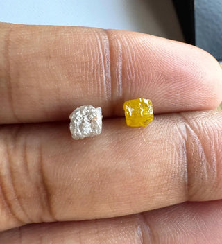 1 Piece 4mm to 4.5mm Box Shaped Rare Unique Natural Pink Yellow Diamond Cube, Earth Mined Red Raw Rough Uncut Diamond Cubes, DDS769/7