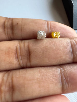 1 Piece 4mm to 4.5mm Box Shaped Rare Unique Natural Pink Yellow Diamond Cube, Earth Mined Red Raw Rough Uncut Diamond Cubes, DDS769/7