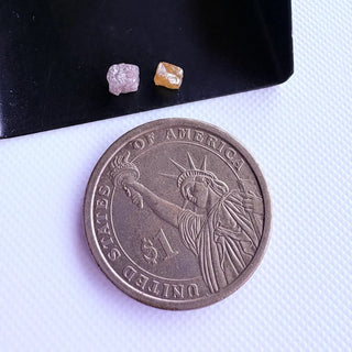 1 Piece 4mm to 4.5mm Box Shaped Rare Unique Natural Pink Yellow Diamond Cube, Earth Mined Red Raw Rough Uncut Diamond Cubes, DDS769/7