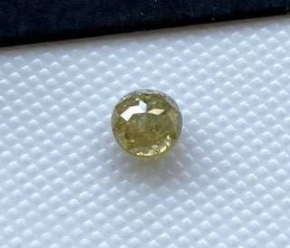 0.67CTW/4.9mm Natural Clear Yellow/Green Faceted Round Shaped Diamond Loose, Natural Light Yellow/Green Rose Cut Diamond For Ring, DDS777/12