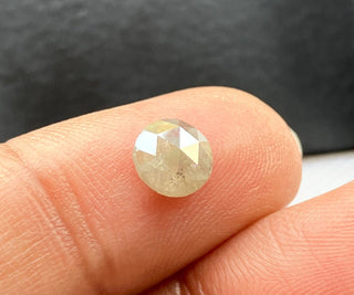 0.77CTW/6mm Clear Grey Round Shaped Salt And Pepper Faceted Rose Cut Diamond Loose Cabochon, Natural Rose Cut Diamond For Ring, DDS777/5