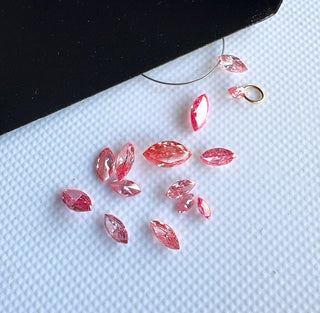 Loose Pink Lab Created Marquise Cut Diamond, Drilled/Undrilled/14k Gold Connector  Lab Grown Diamond Charm 3mm To 7mm Pink CVD Diamond, LG60