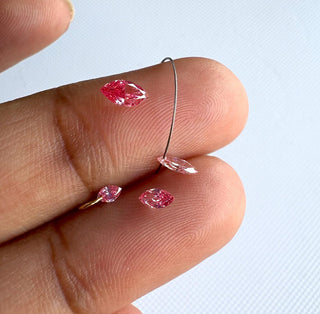 Loose Pink Lab Created Marquise Cut Diamond, Drilled/Undrilled/14k Gold Connector  Lab Grown Diamond Charm 3mm To 7mm Pink CVD Diamond, LG60