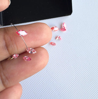 Loose Pink Lab Created Marquise Cut Diamond, Drilled/Undrilled/14k Gold Connector  Lab Grown Diamond Charm 3mm To 7mm Pink CVD Diamond, LG60