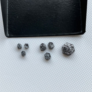 Hexagon Shape Laser Cut Black Rough Diamond Loose, 3mm/4mm/7mm Calibrated Laser Cut Hexagon Diamond Cabochon, DDS786/5