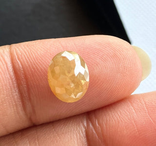 1 Piece 8.5mm/2.04CTW Natural Yellow Red Oval Shaped Rose Cut Diamond Loose, Double Cut Faceted Diamond Rose Cut For Ring, DDS779/1
