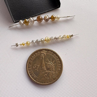 Set Of Yellow White Grey Brown Clear Diamond Rondelle Beads, Large Hole Faceted Natural Diamond Beads Loose, DDS821