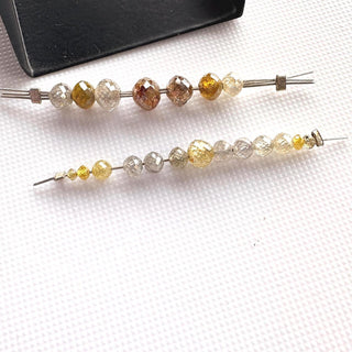 Set Of Yellow White Grey Brown Clear Diamond Rondelle Beads, Large Hole Faceted Natural Diamond Beads Loose, DDS821