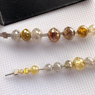 Set Of Yellow White Grey Brown Clear Diamond Rondelle Beads, Large Hole Faceted Natural Diamond Beads Loose, DDS821