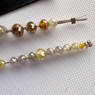 Set Of Yellow White Grey Brown Clear Diamond Rondelle Beads, Large Hole Faceted Natural Diamond Beads Loose, DDS821