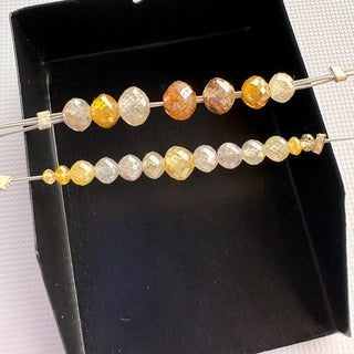 Set Of Yellow White Grey Brown Clear Diamond Rondelle Beads, Large Hole Faceted Natural Diamond Beads Loose, DDS821