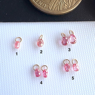 14k Solid Gold Lab Made Diamond Briolette Connector Charms: Clear Pink CVD Diamond Charm Pendant For Earrings Necklace, LG64