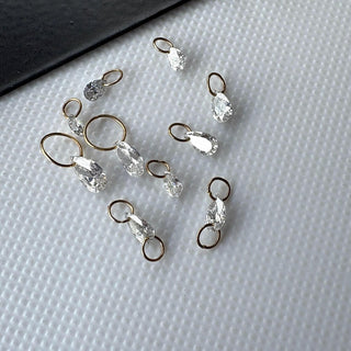 14k Gold Drilled Lab Grown Pear Cut Diamond Connectors Loose Floating Diamond Jewelry VVS/EF 3mm To 7mm Drilled Pear