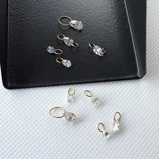 14k Gold Drilled Lab Grown Pear Cut Diamond Connectors Loose Floating Diamond Jewelry VVS/EF 3mm To 7mm Drilled Pear