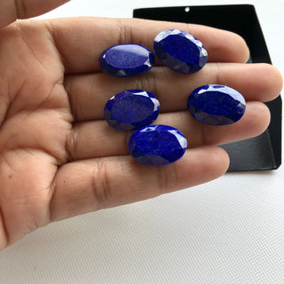 2 Pieces 18x13mm Natural Lapis Lazuli Oval Shaped Blue Color Faceted Loose Gemstone For Jewelry, Lapis Lazuli Oval Ring Pendant, GDS2274/20