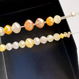 Set Of Yellow White Grey Brown Clear Diamond Rondelle Beads, Large Hole Faceted Natural Diamond Beads Loose, DDS821