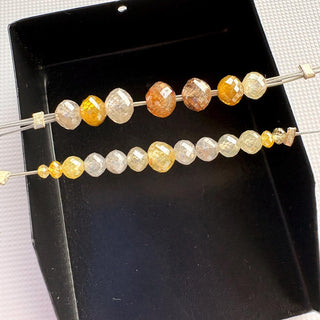 Set Of Yellow White Grey Brown Clear Diamond Rondelle Beads, Large Hole Faceted Natural Diamond Beads Loose, DDS821