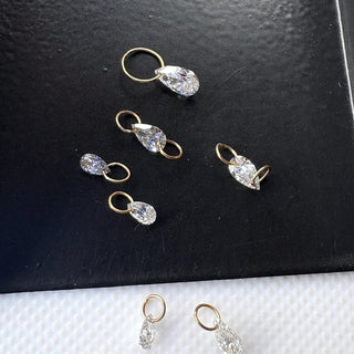 14k Gold Drilled Lab Grown Pear Cut Diamond Connectors Loose Floating Diamond Jewelry VVS/EF 3mm To 7mm Drilled Pear