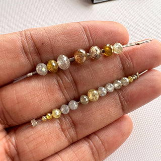 Set Of Yellow White Grey Brown Clear Diamond Rondelle Beads, Large Hole Faceted Natural Diamond Beads Loose, DDS821