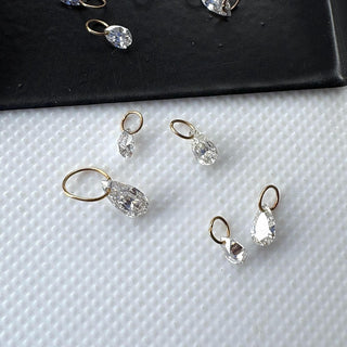 14k Gold Drilled Lab Grown Pear Cut Diamond Connectors Loose Floating Diamond Jewelry VVS/EF 3mm To 7mm Drilled Pear