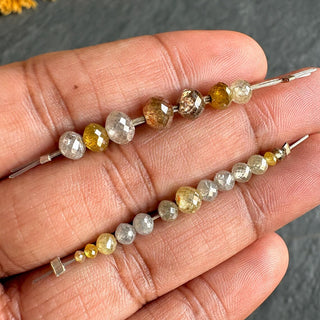 Set Of Yellow White Grey Brown Clear Diamond Rondelle Beads, Large Hole Faceted Natural Diamond Beads Loose, DDS821