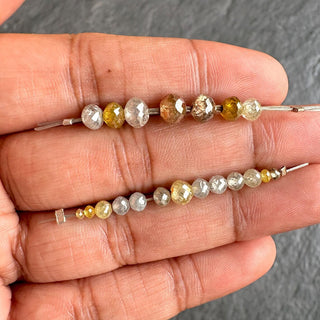 Set Of Yellow White Grey Brown Clear Diamond Rondelle Beads, Large Hole Faceted Natural Diamond Beads Loose, DDS821