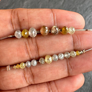 Set Of Yellow White Grey Brown Clear Diamond Rondelle Beads, Large Hole Faceted Natural Diamond Beads Loose, DDS821