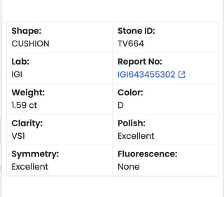 Cushion Cut Lab Grown Diamond - 1.59CTW D/VS1 (TVS664)