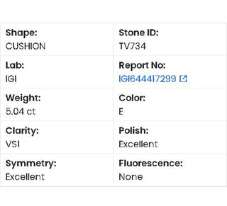 Cushion Cut Lab Grown Diamond - 5.04CTW E/VS1 (TV734)