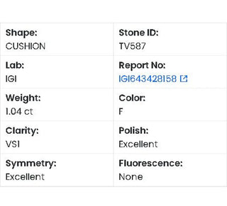 Cushion Cut Lab Grown Diamond - 1.04CTW F/VS1 (TV587)