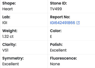 Heart Shaped Lab Grown Diamond - 1.32CTW E/VS1 (TV499)