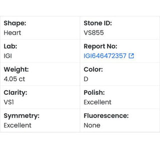 Heart Shaped Lab Grown Diamond - 4.05CTW D/VS1 (VS855)
