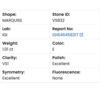 Marquise Shaped Lab Grown Diamond - 1.01CTW E/VS1 (VS832)