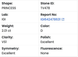 Princess Cut Lab Grown Diamond - 2.01CTW D/VS1 (TV478)