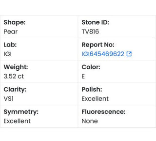 Pear Shaped Lab Grown Diamond - 3.52CTW E/VS1 (TV816)