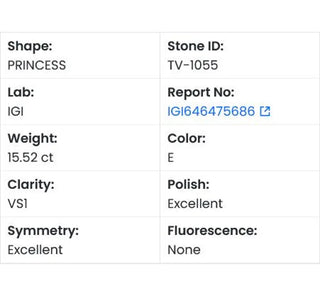 Princess Shaped Lab Grown Diamond - 15.52CTW E/VS1 (TV1055)