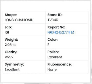 Cushion Cut Lab Grown Diamond - 2.06CTW E/VVS2 (TV346)