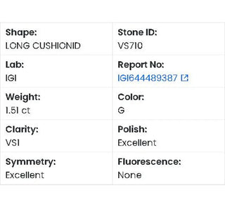 Cushion Cut Lab Grown Diamond - 1.51CTW G/VS1 (VS710)