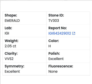 Emerald Cut Lab Grown Diamond - 2.05CTW H/VVS2 (TV303)