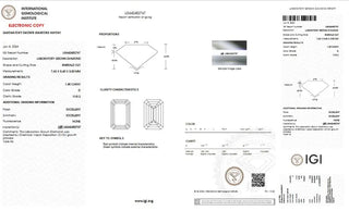 Emerald Cut Lab Grown Diamond - 1.45CTW D/VVS2 (TV368)