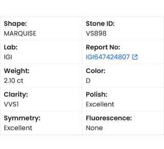 Marquise Shaped Lab Grown Diamond - 2.10CTW D/VVS1 (VS898)