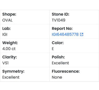 Oval Shaped Lab Grown Diamond - 4.00CTW E/VS1 (TV1049)