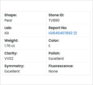 Pear Shaped Lab Grown Diamond - 1.76CTW E/VVS2 (TV890)